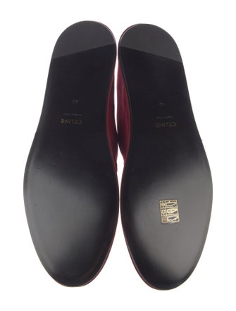 Celine Velvet Leather Trim Embellishment Mary Jane Flats