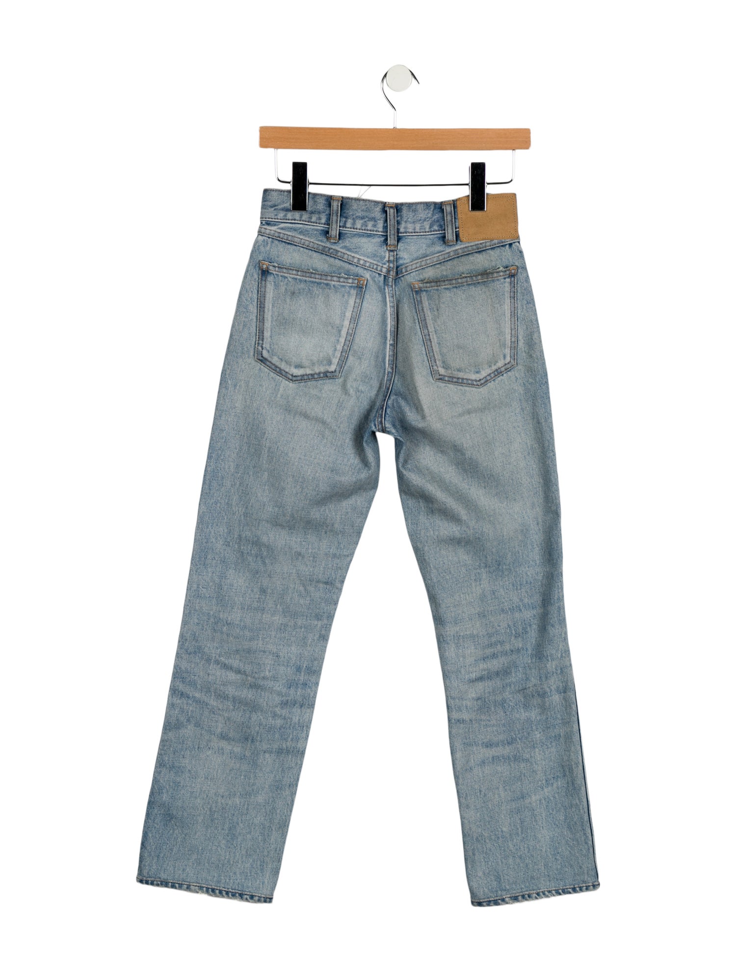 Celine Ripped Washed Denim Straight Leg Jeans