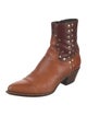Celine Leather Colorblock Pattern Moto Boots