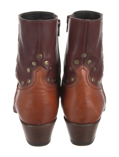 Celine Leather Colorblock Pattern Moto Boots