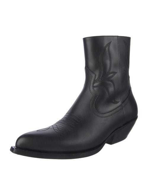 Celine Leather Embroidered Accent Western Boots