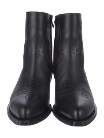 Celine Leather Embroidered Accent Western Boots