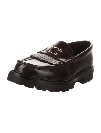 Celine Leather Chain-Link Accents Loafers