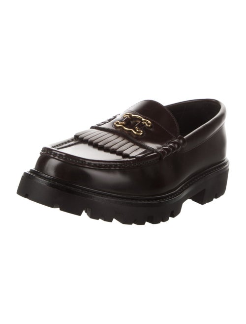 Celine Leather Chain-Link Accents Loafers