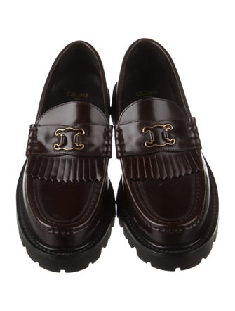 Celine Leather Chain-Link Accents Loafers