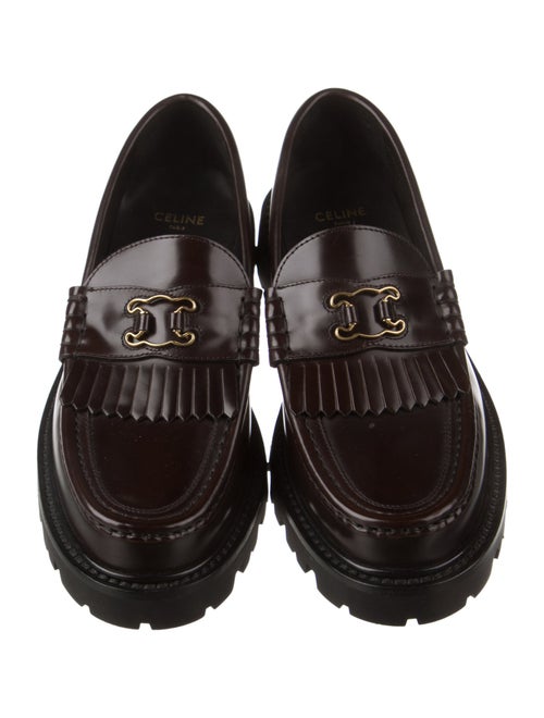 Celine Leather Chain-Link Accents Loafers