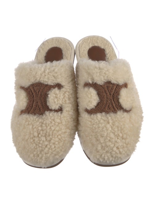 Celine Shearling Graphic Print Mules