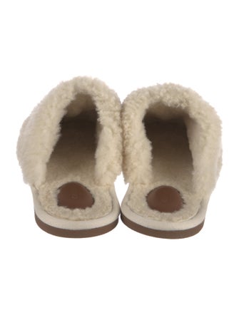 Celine Shearling Graphic Print Mules