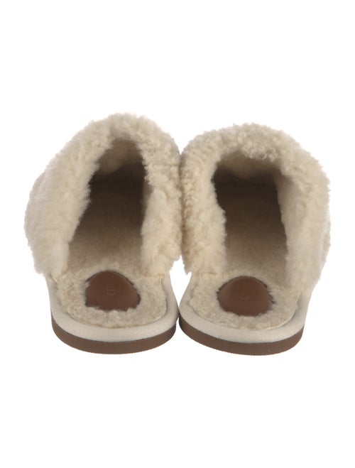 Celine Shearling Graphic Print Mules