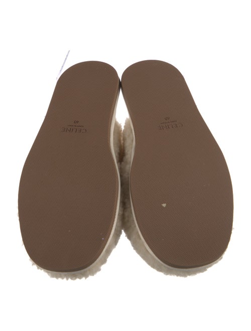 Celine Shearling Graphic Print Mules