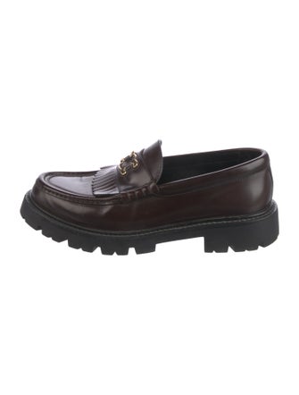 Celine Leather Fringe Trim Accent Loafers