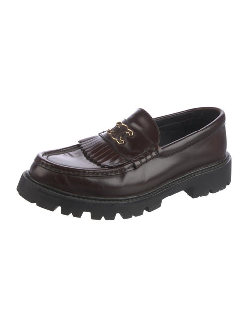 Celine Leather Fringe Trim Accent Loafers