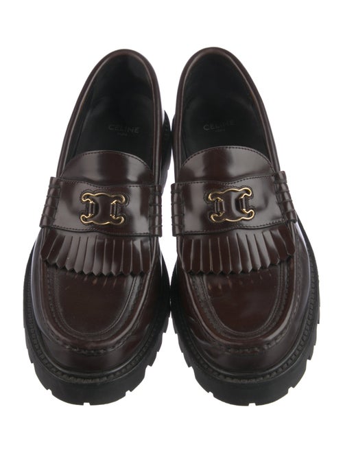 Celine Leather Fringe Trim Accent Loafers