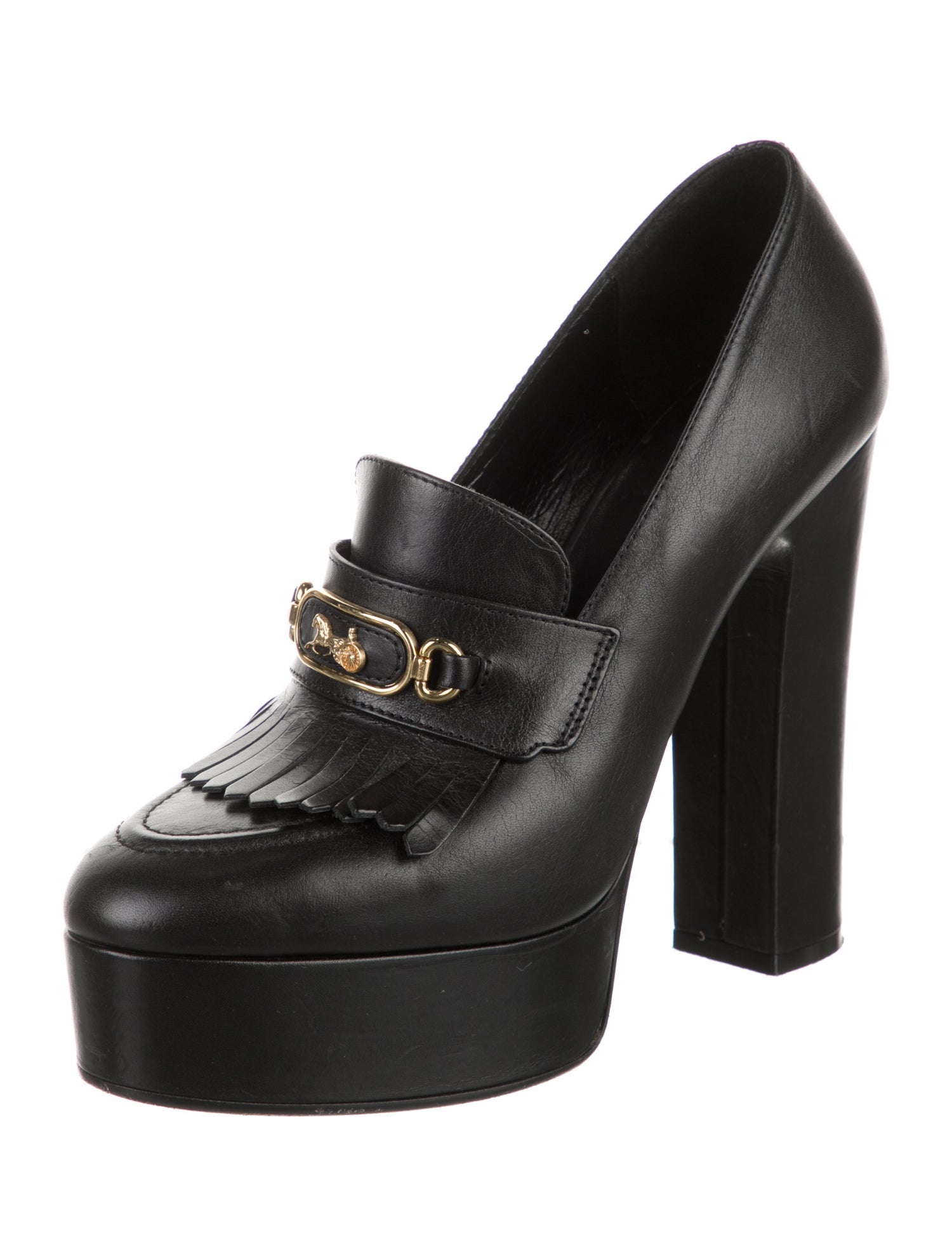 Celine Leather Fringe Trim Accent Pumps