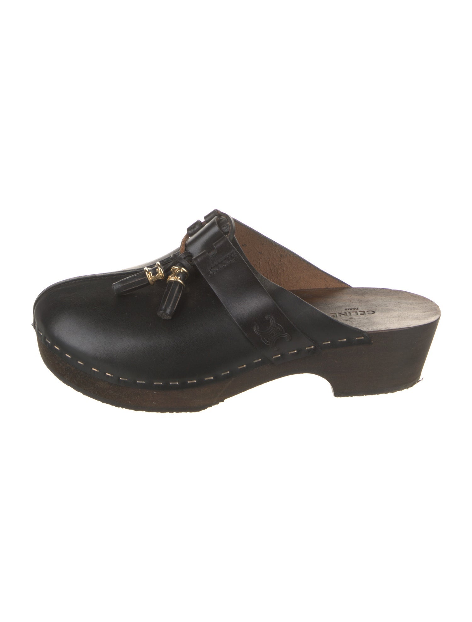 Celine Leather Tassel Accents Mules