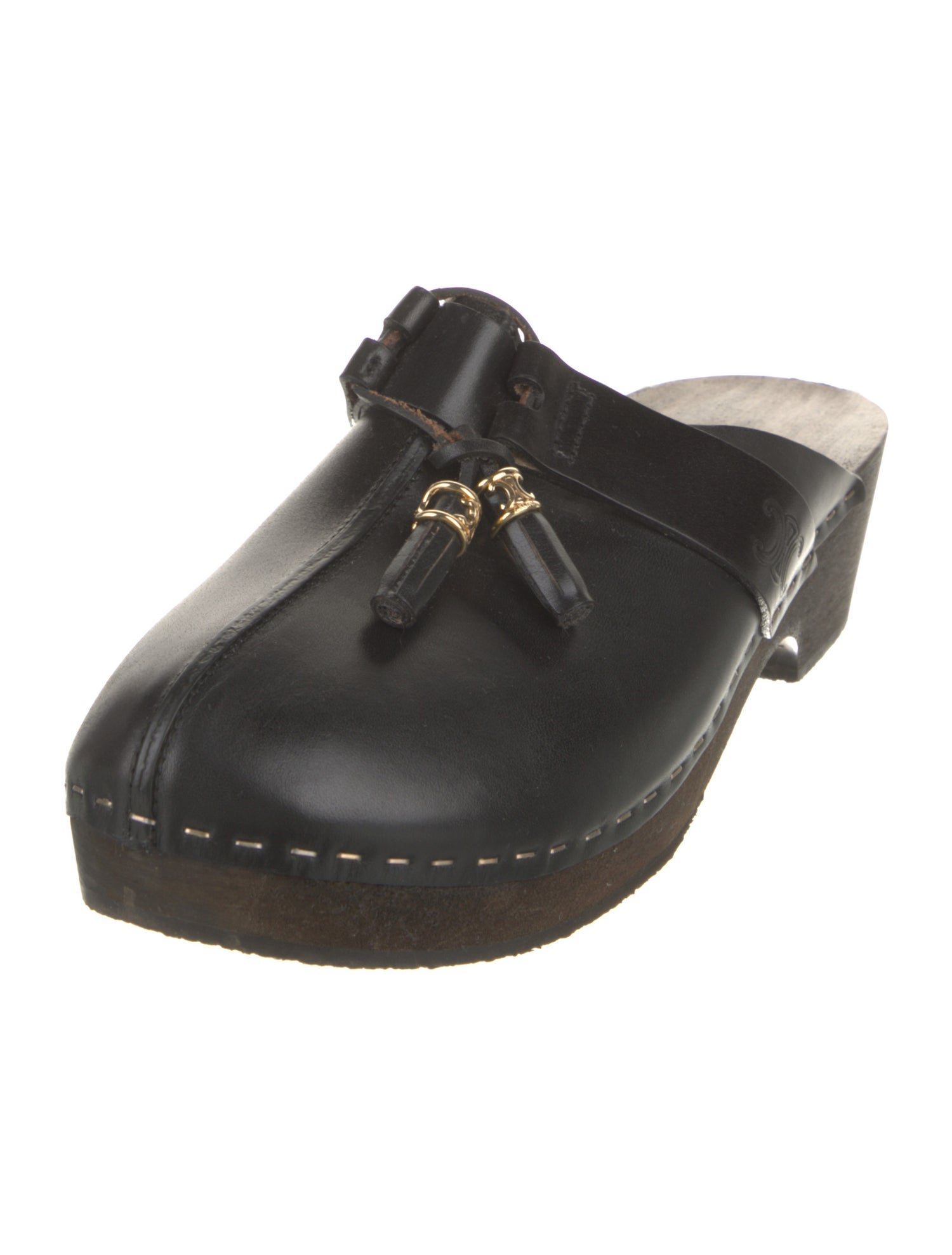 Celine Leather Tassel Accents Mules