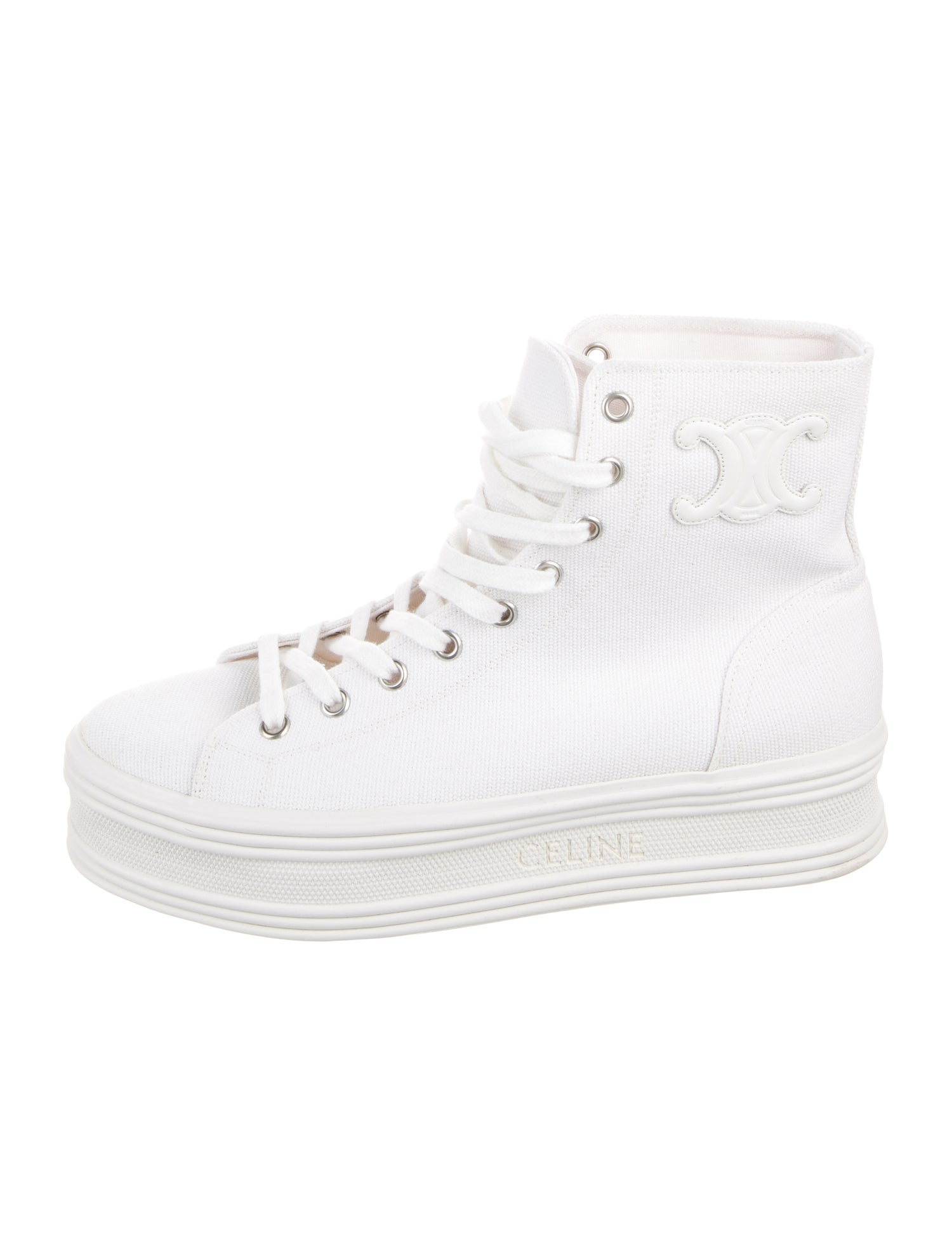 Celine Canvas Leather Trim Embellishment Sneakers