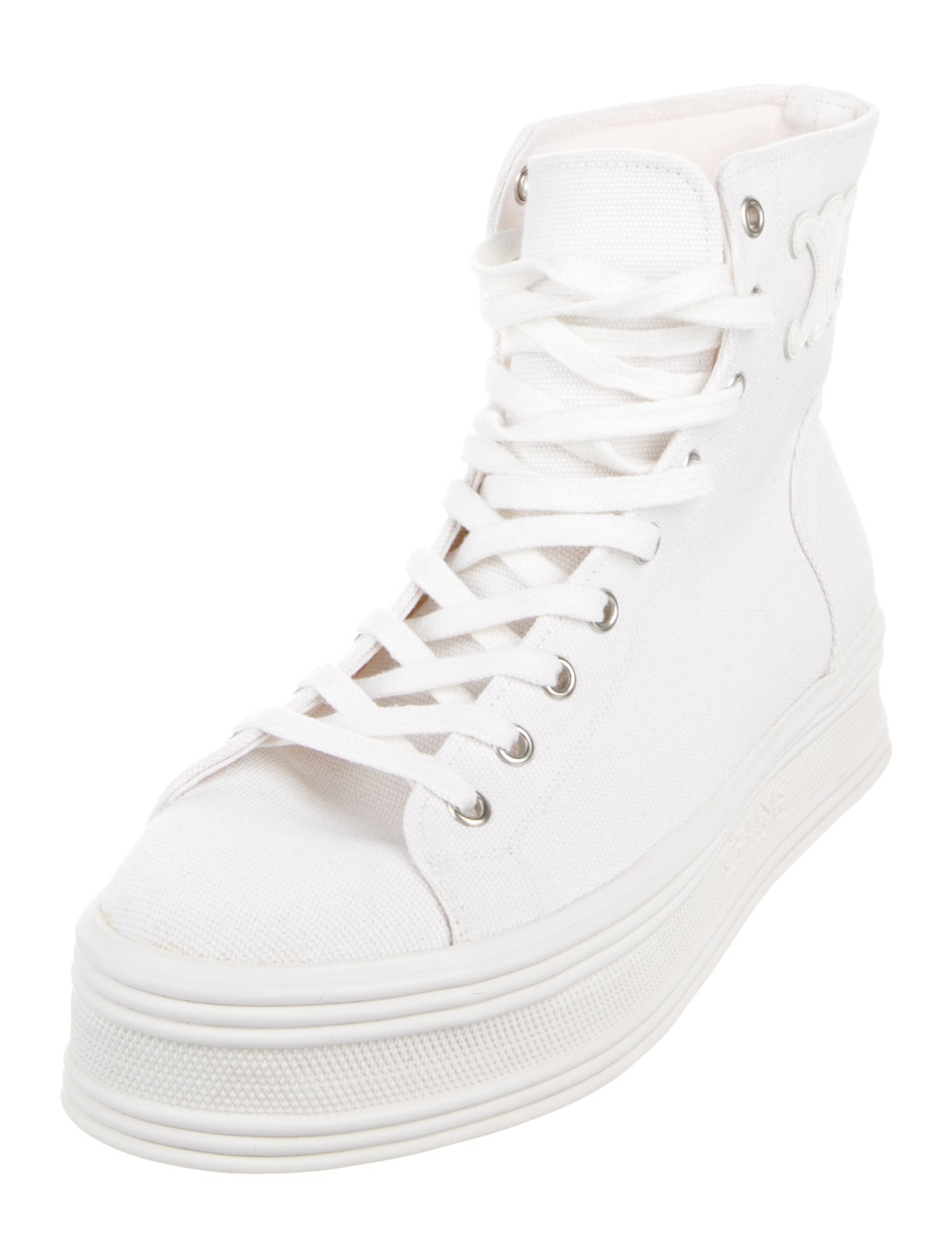 Celine Canvas Leather Trim Embellishment Sneakers