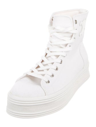 Celine Canvas Leather Trim Embellishment Sneakers