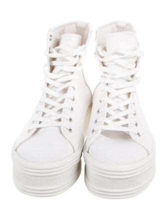 Celine Canvas Leather Trim Embellishment Sneakers