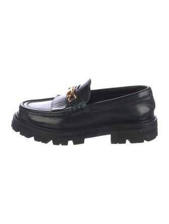 Celine Leather Fringe Trim Accent Loafers