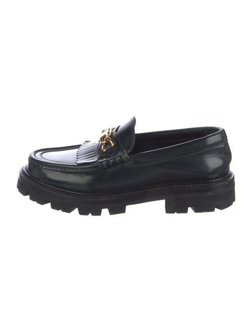 Celine Leather Fringe Trim Accent Loafers