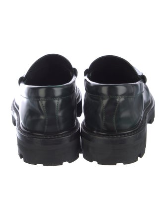 Celine Leather Fringe Trim Accent Loafers