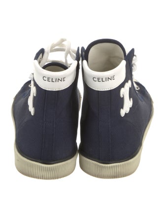 Celine Canvas Leather Trim Embellishment Sneakers