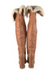 Celine Leather Fur Trim Boots
