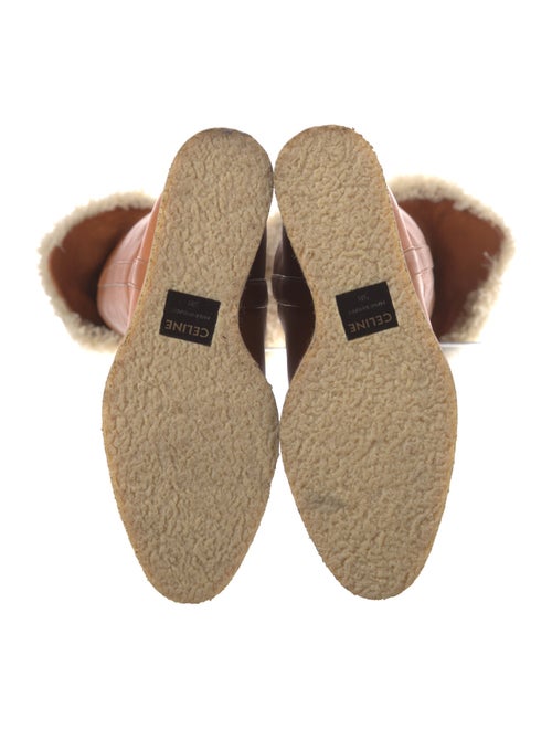 Celine Leather Fur Trim Boots