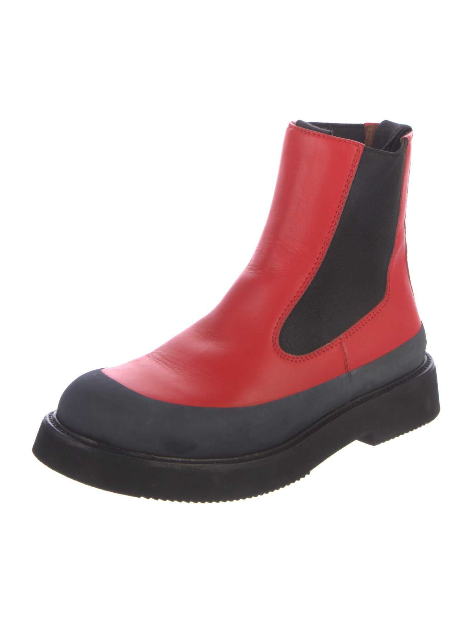 Celine Leather Colorblock Pattern Chelsea Boots