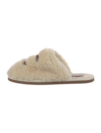 Celine Shearling Embroidered Accent Mules