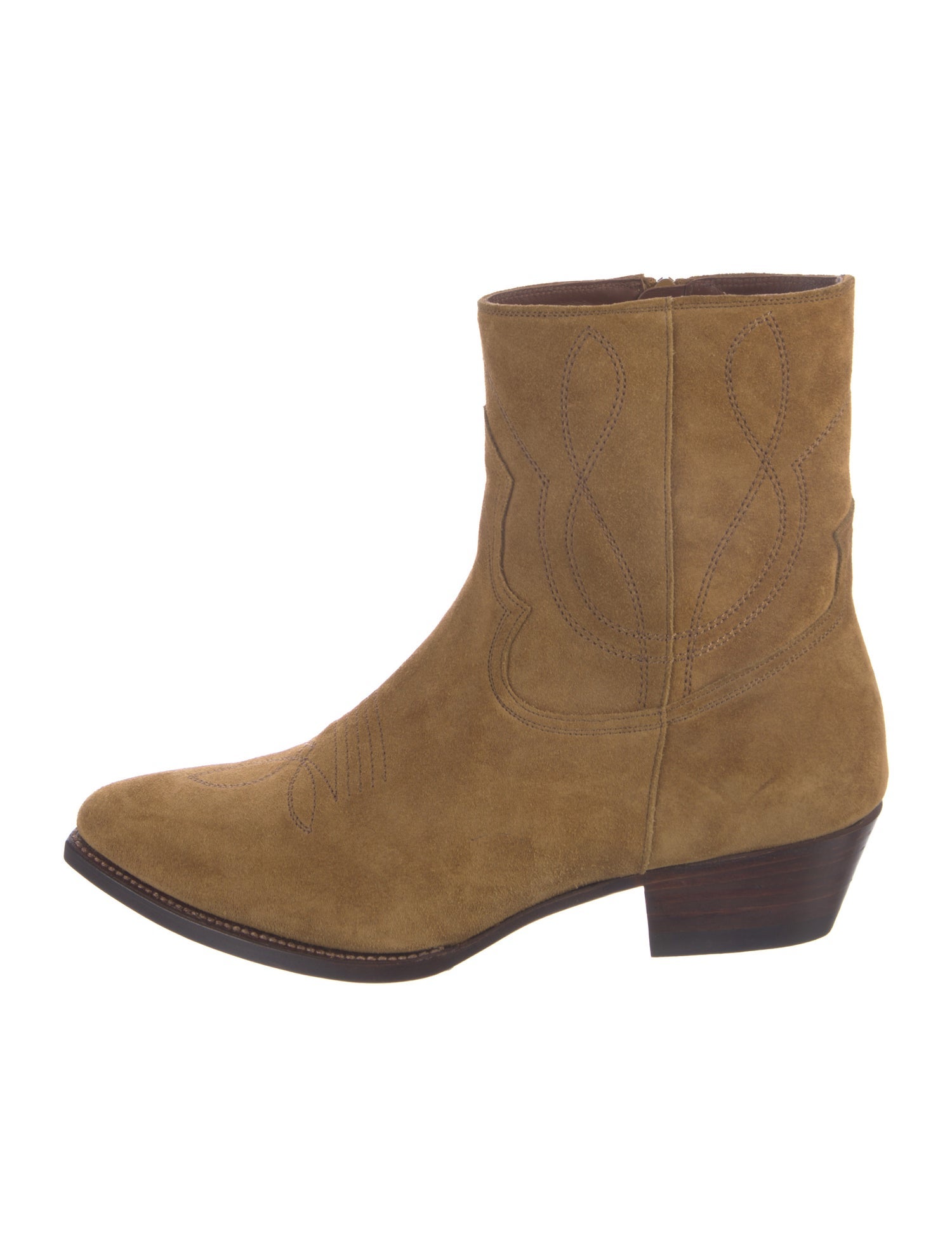 Celine Suede Embroidered Accent Boots