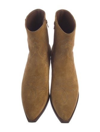 Celine Suede Embroidered Accent Boots