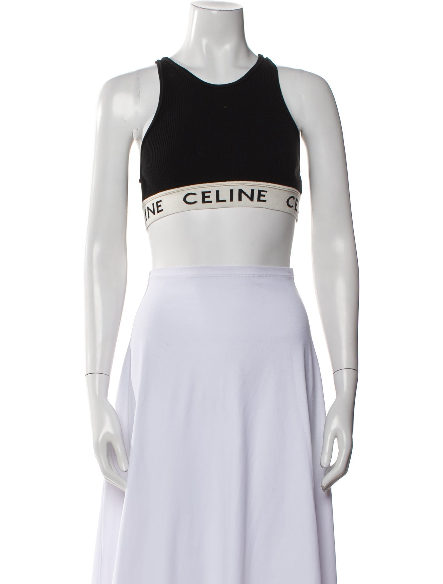 Celine Graphic Print Crew Neck Crop Top