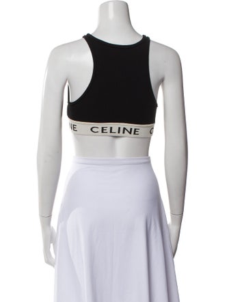 Celine Graphic Print Crew Neck Crop Top