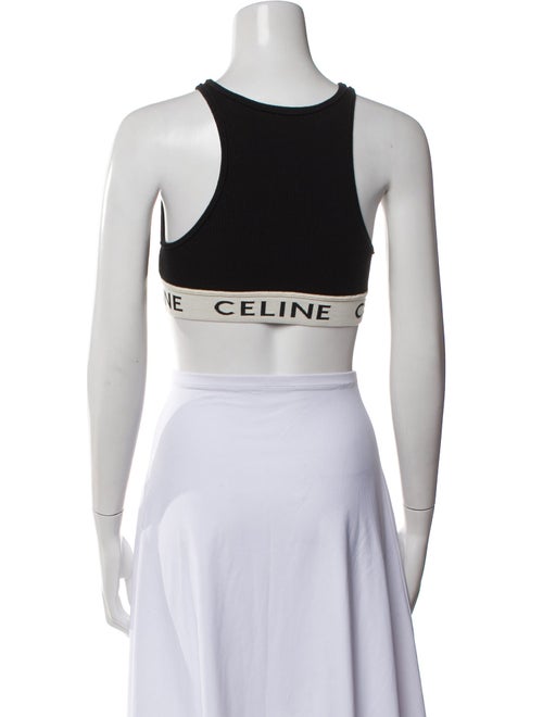 Celine Graphic Print Crew Neck Crop Top