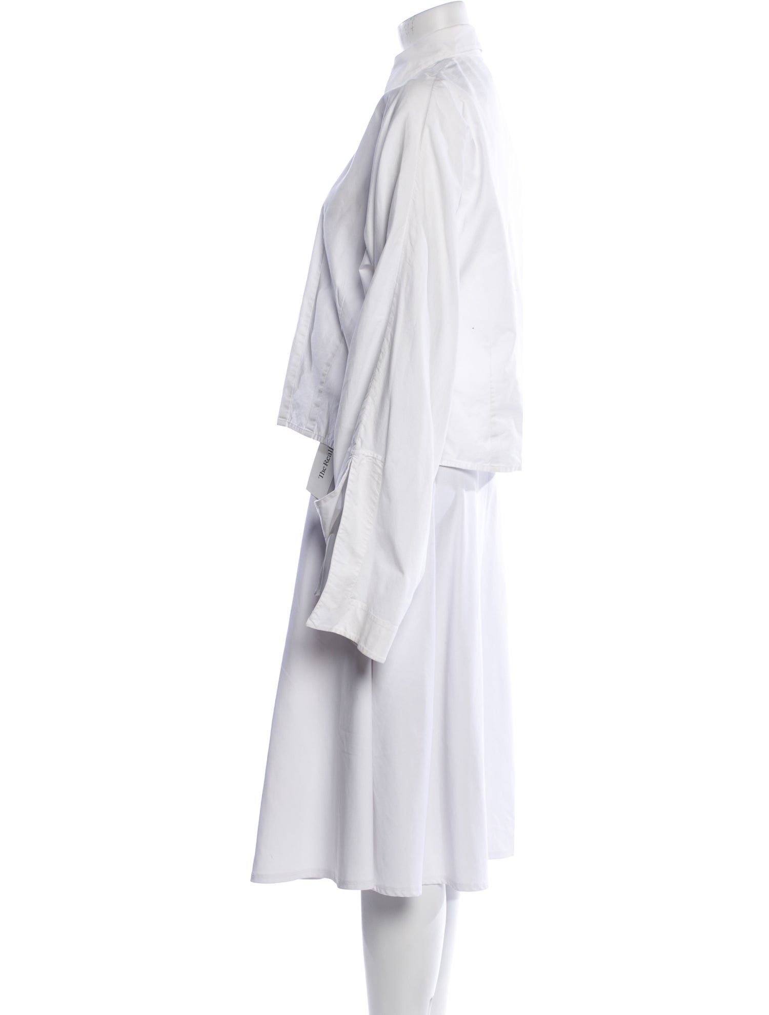 Celine Mock Neck Three-Quarter Sleeve Button-Up Top