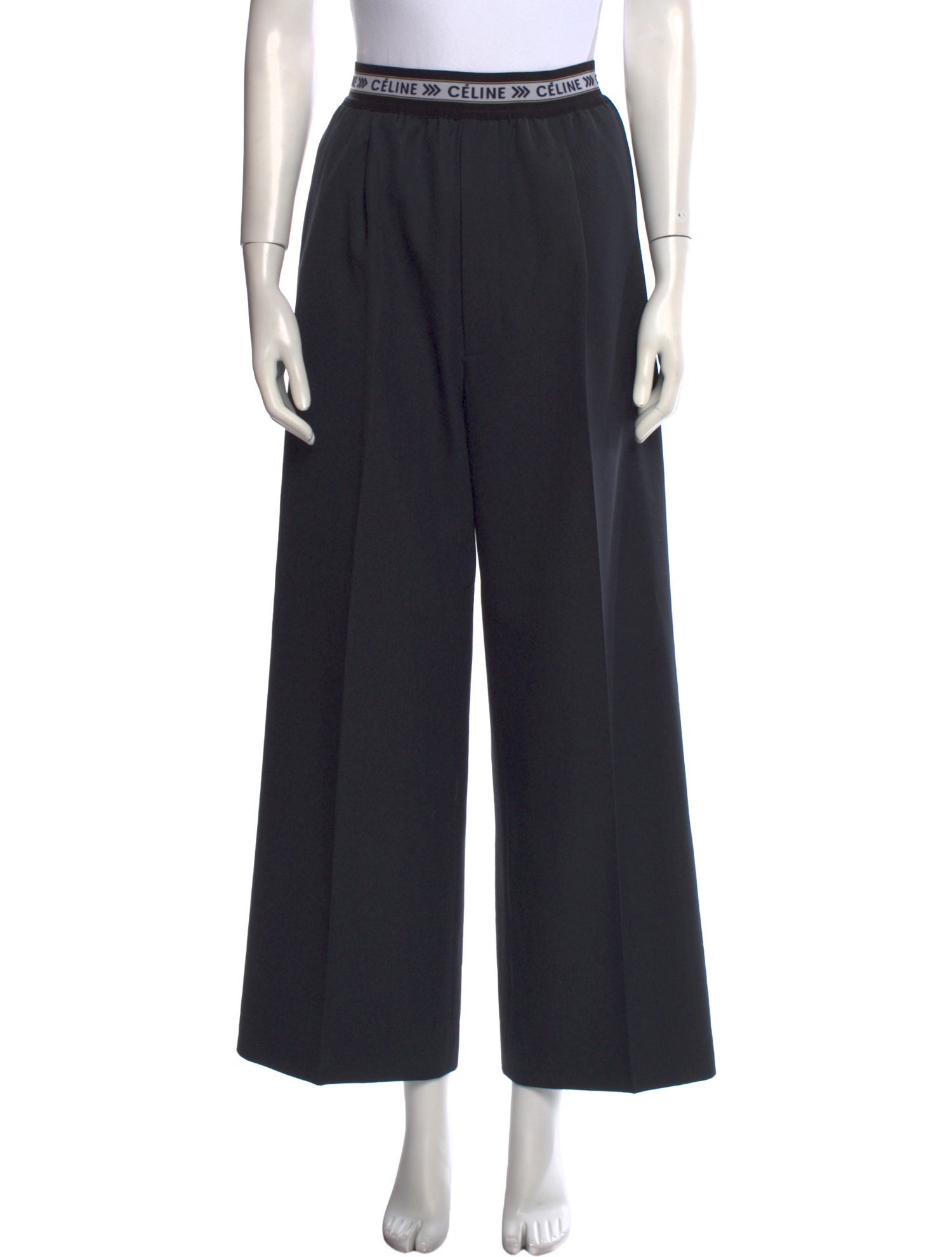 Celine Ribbed Logo Wide Leg Pants