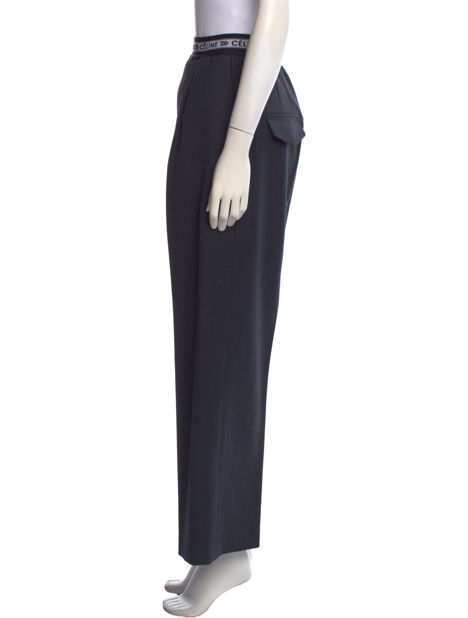 Celine Ribbed Logo Wide Leg Pants