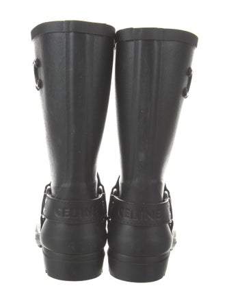 Celine Rubber Leather Trim Embellishment Rain Boots