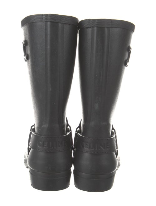 Celine Rubber Leather Trim Embellishment Rain Boots
