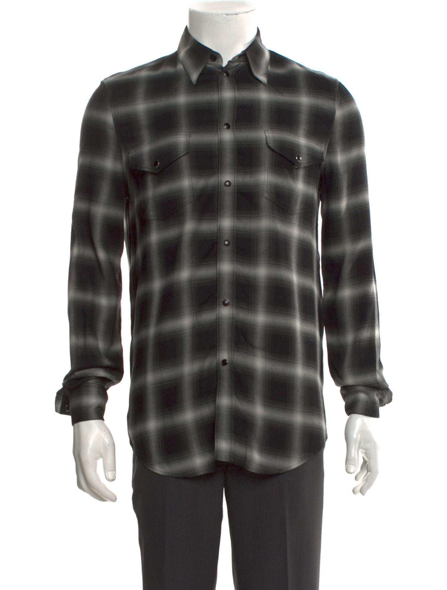 Celine Plaid Print Long Sleeve Shirt