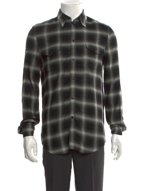 Celine Plaid Print Long Sleeve Shirt
