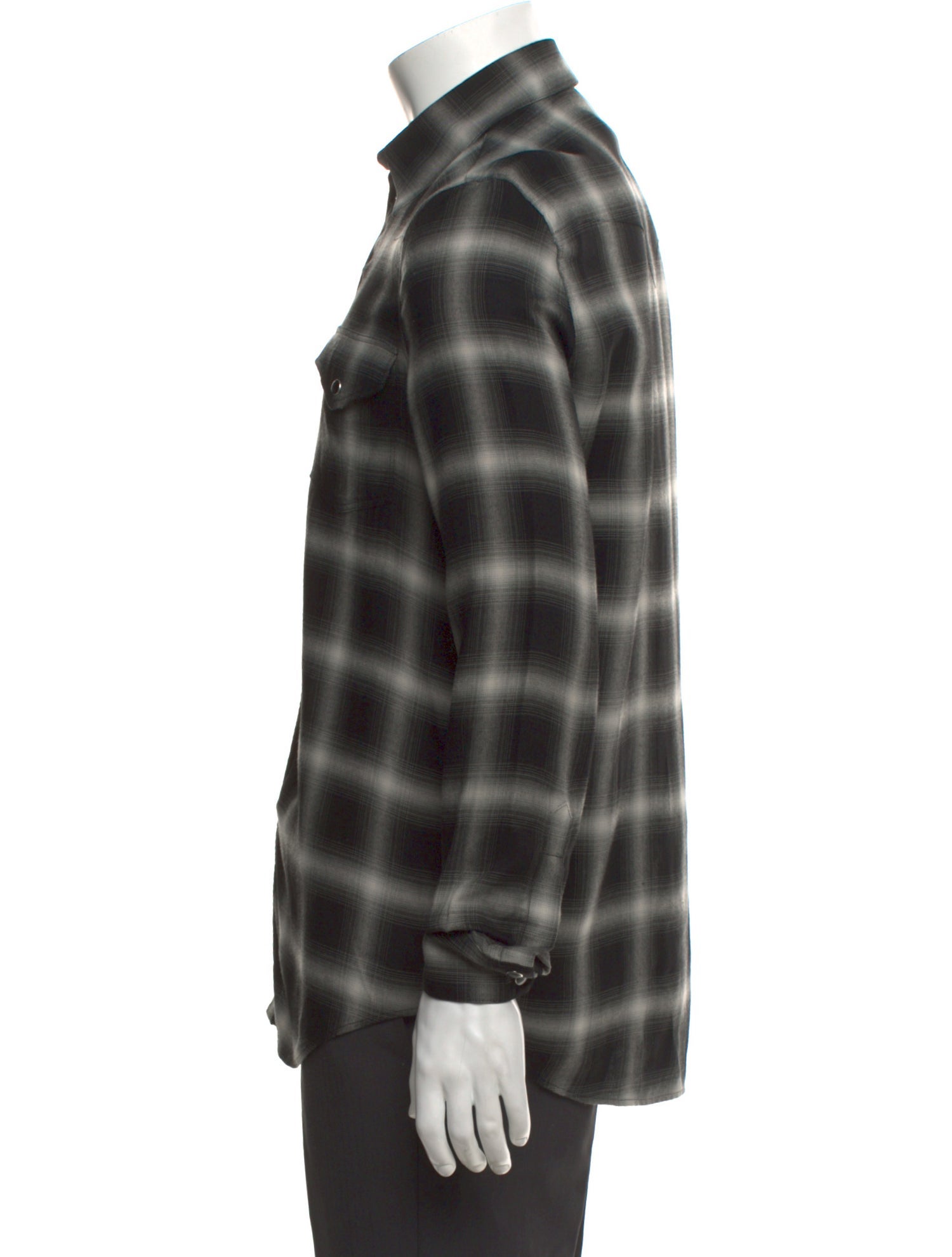 Celine Plaid Print Long Sleeve Shirt