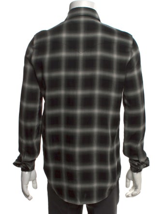 Celine Plaid Print Long Sleeve Shirt