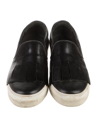 Celine Leather Fringe Trim Accent Sneakers