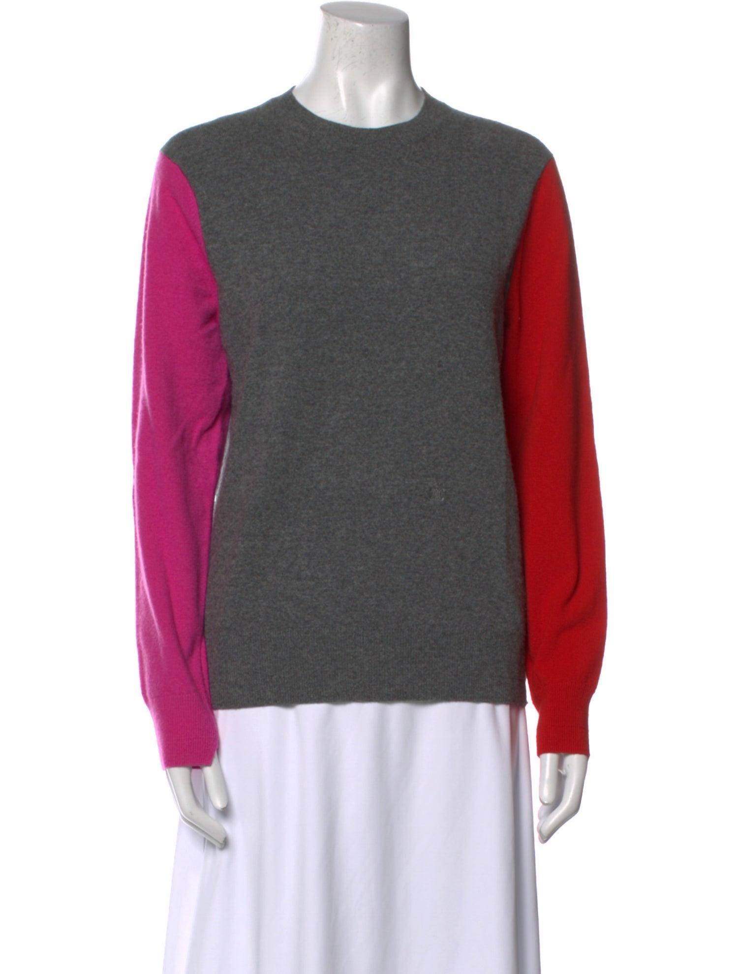 Celine Wool Colorblock Pattern Sweater