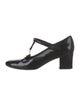 Celine Patent Leather Grosgrain Trim T-Strap Pumps