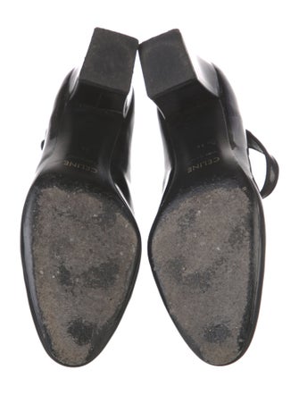 Celine Patent Leather Grosgrain Trim T-Strap Pumps